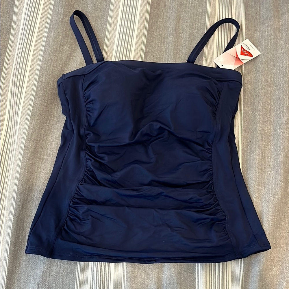 Lands' End Blue Ruched Tank Bikini